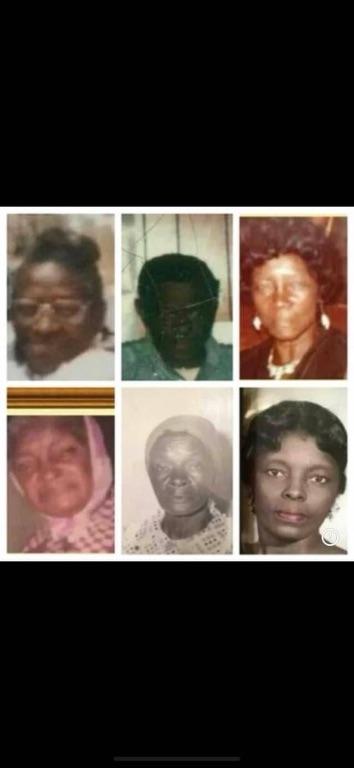 Aunt Pearl Allison, Uncle Lee, Aunt Sarah, Aunt Fish, Grandma Mandy, Aunt Gert